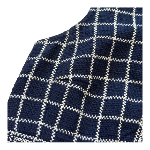 Tory Burch Navy Blue Carlsbad Tweed Fringe Dress Size 6 - Picture 8 of 11